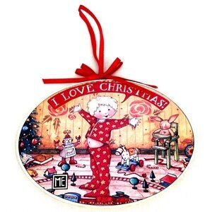 Mary Engelbreit I Love Christmas Ornament Wood 5.25" Whimsical